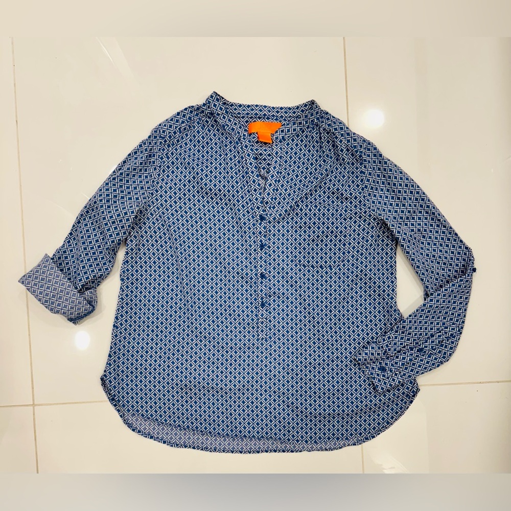 Joe Fresh Blue Geometric Print Women's Cotton Top. Size S/P